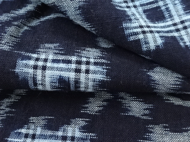  アンティーク　木綿本場久留米絣抽象花模様単衣着物